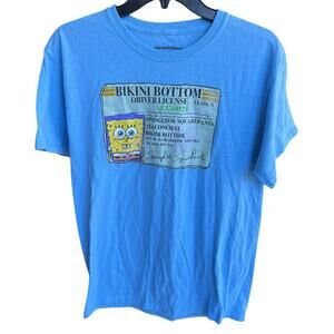 SpongeBob baby blue Nickelodeon Drivers License Y2K Bikini Bottoms tee size M
